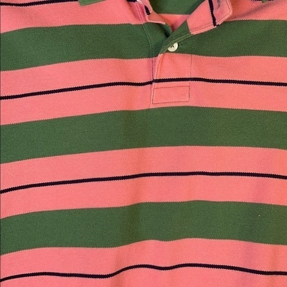 J. Crew Men’s Salmon Pink / Green Stripe Polo M - Picture 4 of 16